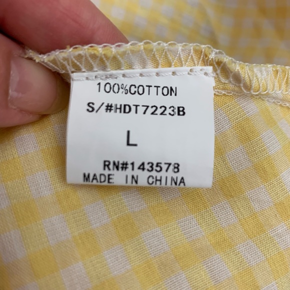 NWT Yellow and White Checker Off The Shoulder Top - Picture 5 of 6